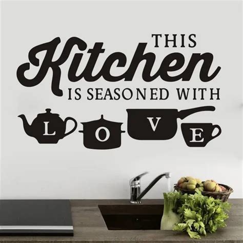 This Kitchen Is Seasoned With Love Quotes Wall Stickers For Restaurant Home Decoration Removable