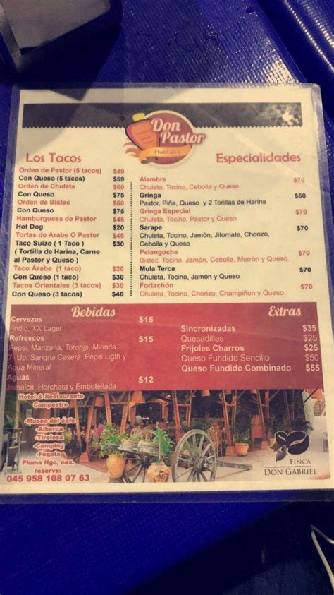 Menu At Los Autenticos Tacos Al Pastor Restaurant La Crucecita