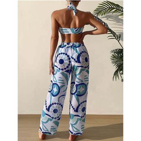 Piece Halter Neck Bikini Set With Pants Swimwear India