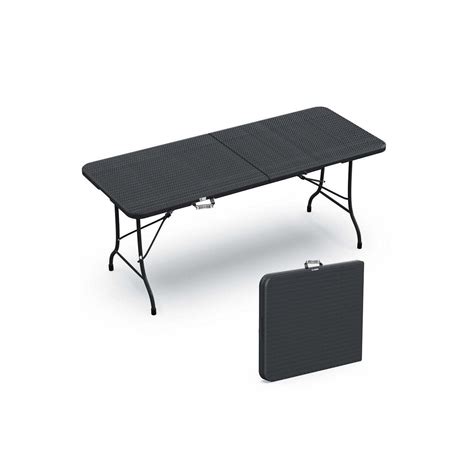 Vounot Table De Camping Pique Nique Pliable Cm Hdpe Polyrotin Noire