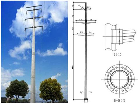 Q Q Steel Monopole Transmission Line Tower Hot Dip Galvanization
