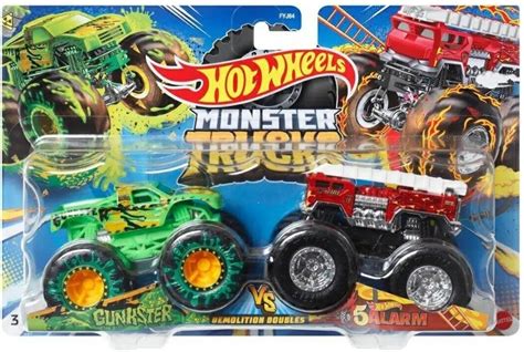 Amazon Hot Wheels Monster Trucks Gunkster Vs Alarm Demolition Doubles Toys Games