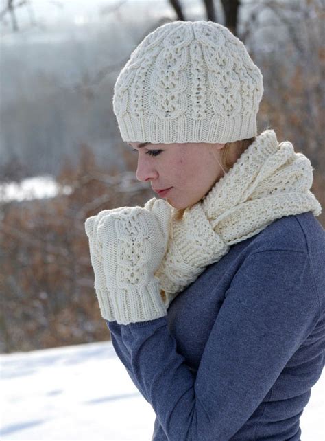 Wool Knit Hat And Scarf Mittens For Womens Etsy