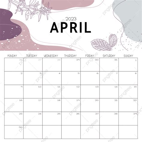 Gambar Kalender Bulan April 2023 Sederhana Dua Ribu Dua Puluh Tiga Bulan April Png Dan Vektor