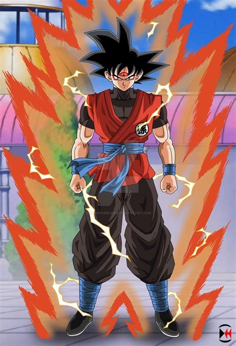 The Dragon Ball Character Is Standing In Front Of An Orange And Blue