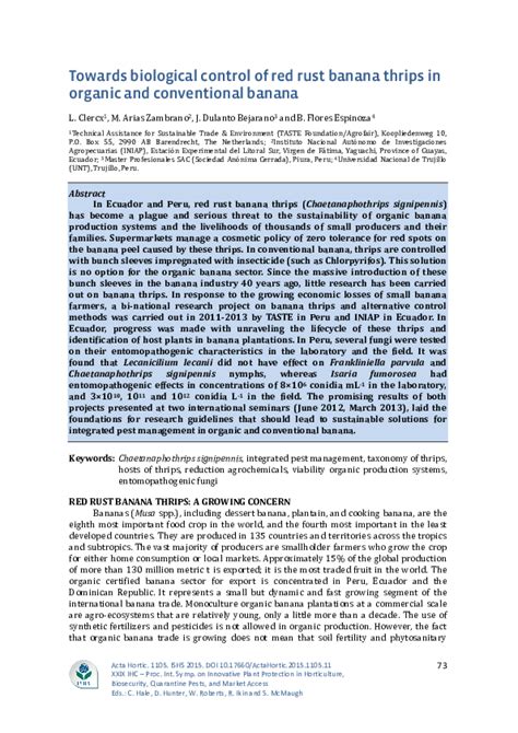 Pdf Towards Biological Control Of Red Rust Banana Thrips In Organic