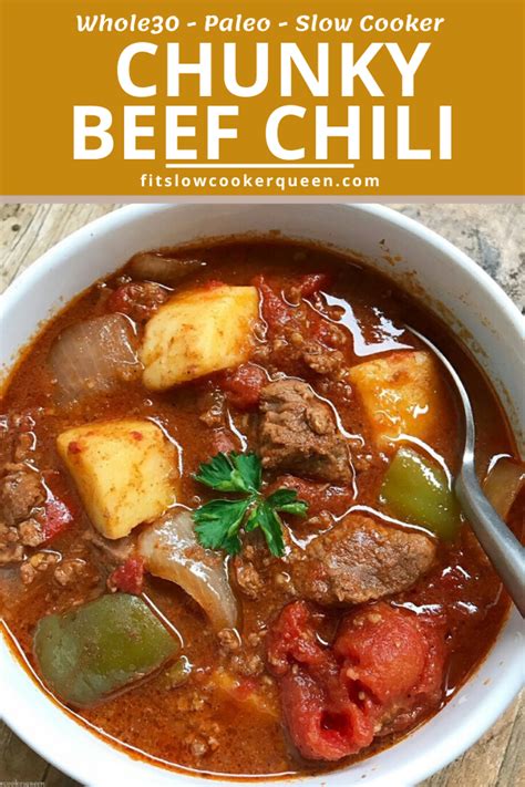 Slow Cooker Chunky Beef Chili This Chunky Chili Will Hit The Spot But Not The Waistline Bean