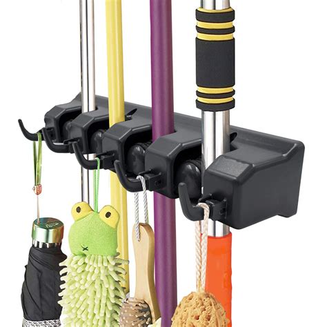 2 Pack Mop Broom Holder Multipurpose Wall Mounted Organizer Storage