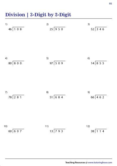 Digit By Digit Division Worksheets Long Division Worksheets Number