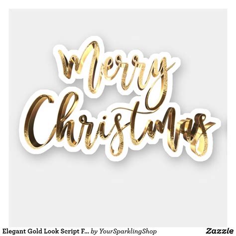 Elegant Gold Look Script Festive Merry Christmas Sticker Zazzle