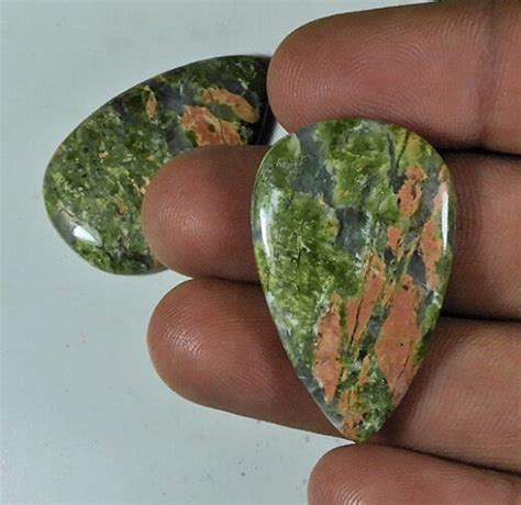 Pcs Natural Unakite Pear Cabochon Loose Gemstone B E Ebay