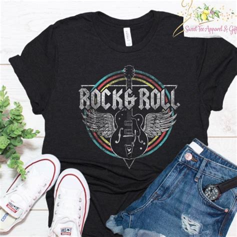 Rock Roll T Shirt Graphic Tee Shirt Music Lover Tee Etsy