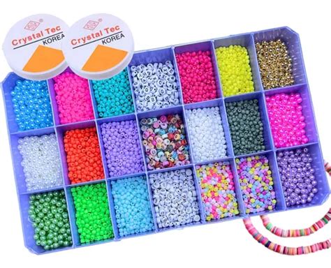 Miçangas Grande - Kit Miçangas Grande Estojo Infantil Bijus Montar Pulseira | Frete grátis