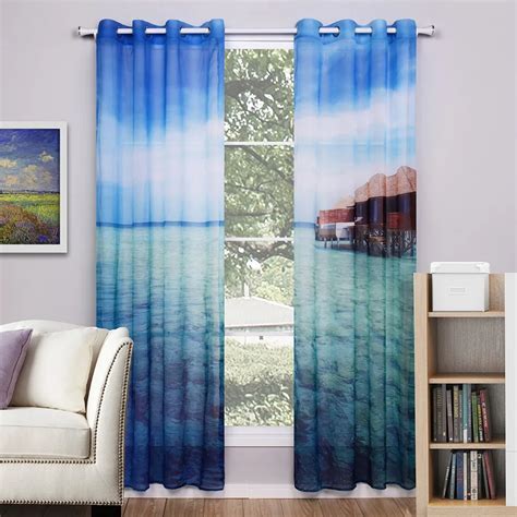 Modern Style Scenic Window Curtains Living Room Sheer Curtain Fabric ...