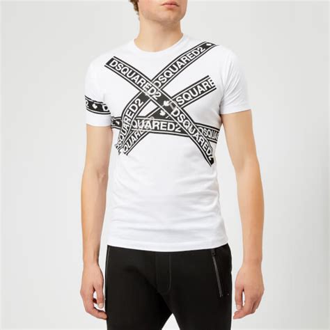 Dsquared2 Mens Dyed Chic Tape Detail T Shirt White Free Uk