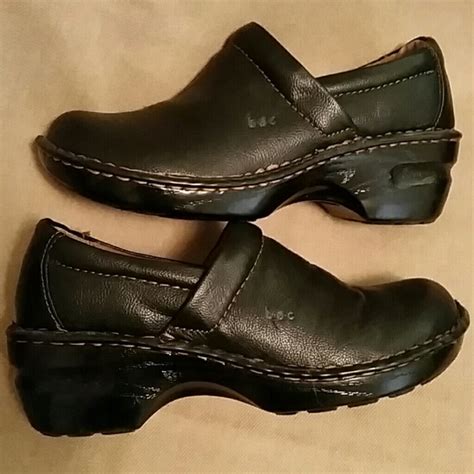 72 Off Born Shoes Boc Born Black Leather Comfort Clogs Slip On Shoes From Andreas Closet On