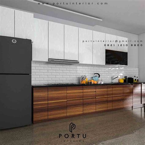 Buat Kitchen Set Model Minimalis Modern Coklat Putih Portu Interior