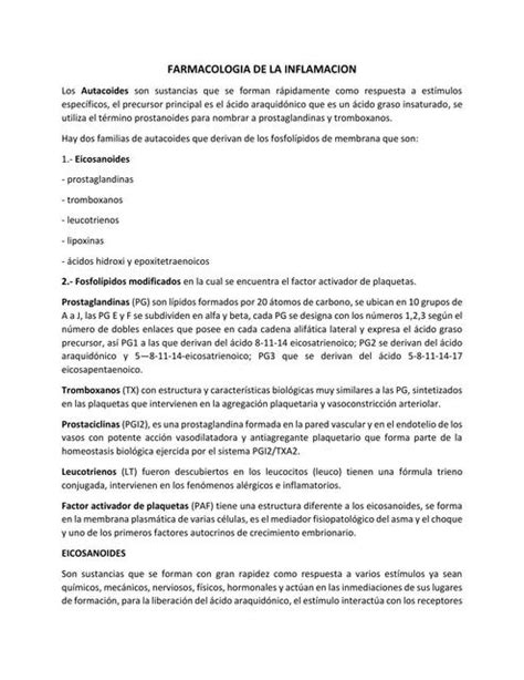 Farmacología de la inflamación Karol Usiña uDocz