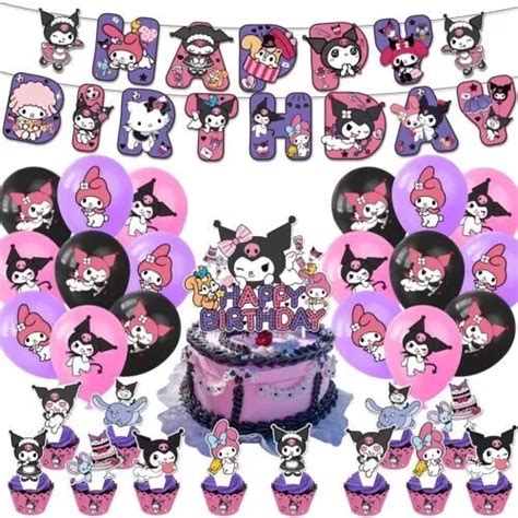 KAWAII SANRIO KUROMI & My Melody Birthday Party Banner Balloons Cake ...