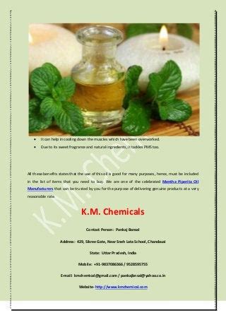 Some Essential Uses Of Mentha Piperita Oil