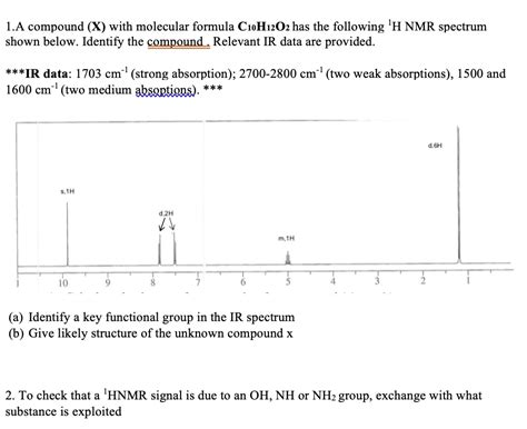 Solved A Compound With Molecular Formula Cwhtzoz Has The Following H