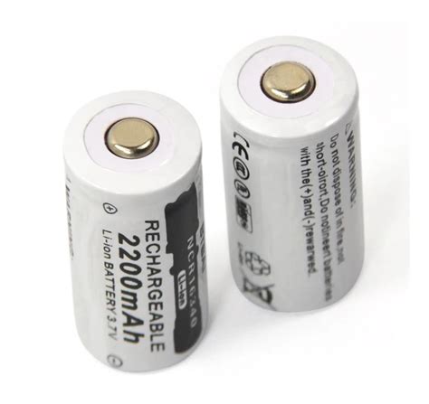 3.7V 2200mAh Lithium Li ion 16340 Battery CR123A Rechargeable Batteries ...