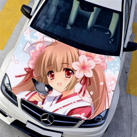 DIY Cartoon Anime Figure Cherry Blossoms Decals Car Hood Engine Cover ...