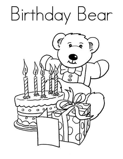 Birthday Bear Coloring Page Free Printable Coloring Pages