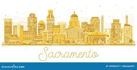 Sacramento California USA City Skyline Golden Silhouette. Stock Vector ...