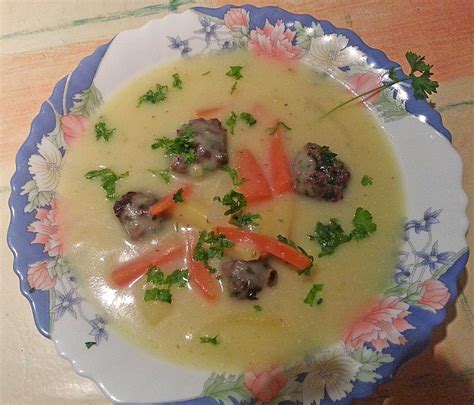 German Kohlrabi Soup With Meatballs