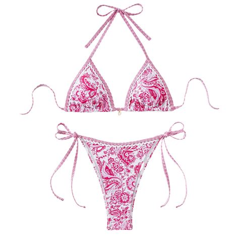 Mncekfod Swimsuits For Women Triangle Cup Trendy Printed Sexy Bikini Set Split Bathing Suit