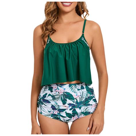 Dxuixsh Pcs Women S Swimsuits Push Up Bikini Sets Sporty Beach Tankini High Waisted Sporty