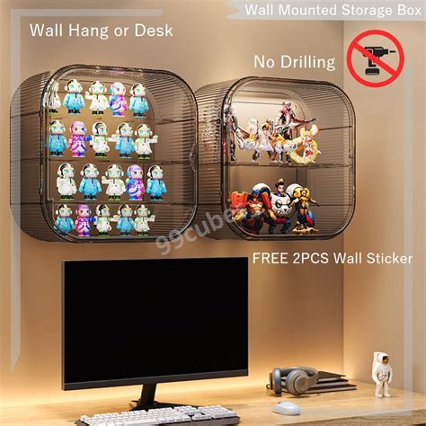 Wall Hang Mounted Transparent Storage Rack Figure Display Box Acrylic Popmart Hot Toys