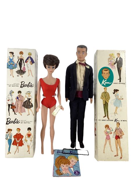 Lot Brunette Bubble Cut Barbie Ken In Tuxedo