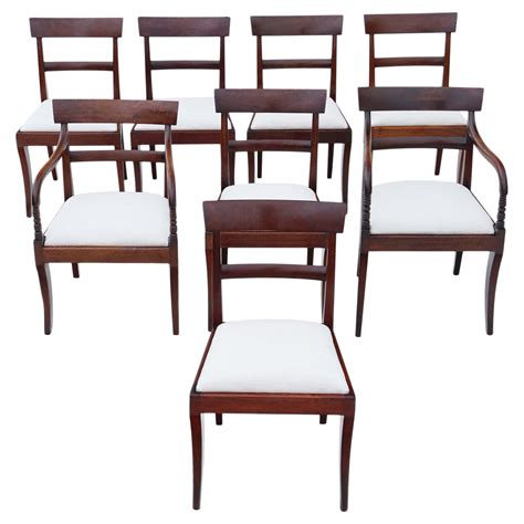 Antique Fine Quality Set Of 8 6 2 Regency Mahogany Dining Chairs