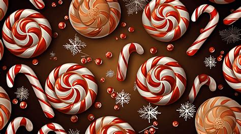 Candy Cane Watercolor Seamless Pattern Christmas Wallpaper On Dark