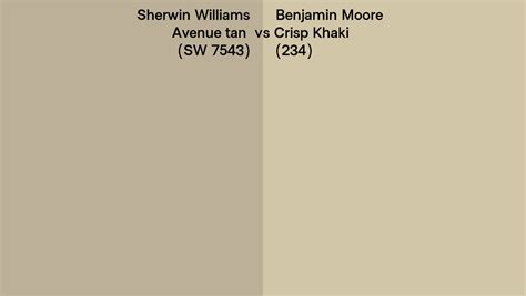 Sherwin Williams Avenue Tan Sw 7543 Vs Benjamin Moore Crisp Khaki 234 Side By Side Comparison