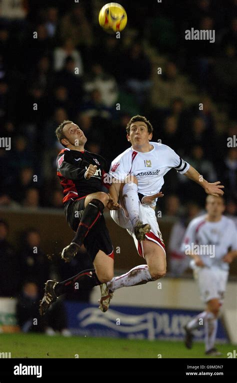 Milton Keynes Dons Keith Andrews And Lincoln Citys Scott Kerr Hi Res