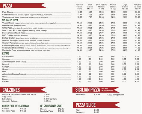 Menu Capri Pizza