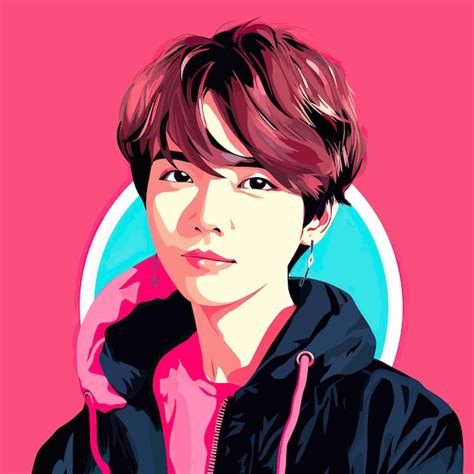 Ilustración del vector del rapero de jhope BTS Vector Premium