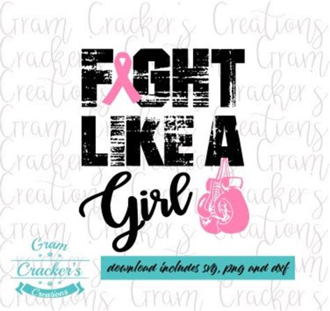 Fight Like A Girl Svg Cut Fileawareness Ribbon Instant Etsy