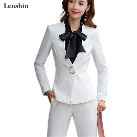 Lenshin 2 Pieces Set Formal Pant Suit For Women Work Wear Office Lady Uniform Style Business