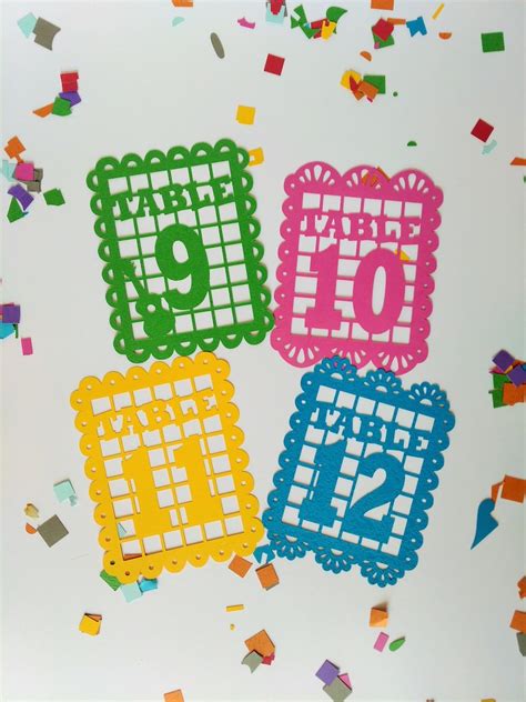 12 Table Numbers Papel Picado Svg Templates Confetti Themed Etsy