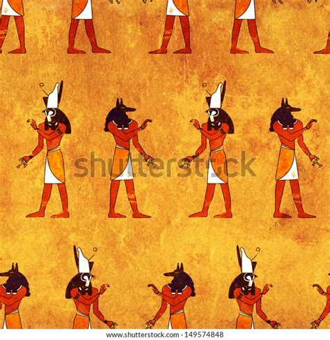 Seamless Background Egyptian Gods Images Anubis Stock Illustration