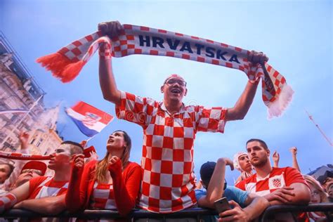 Croatian Football Fans Celebrating Victory Editorial Photo Image Of