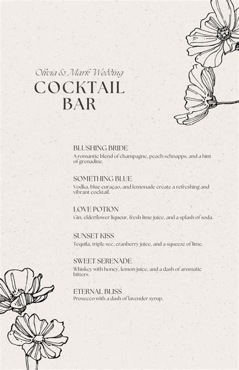 Page 5 Free Printable And Customizable Cocktail Menu Templates Canva