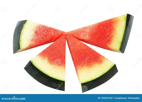 Colorful Fresh Juicy Watermelon Slice In Triangle Shape Stock Photo