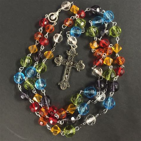 Rainbow Rosary Gay Pride Glass Beads