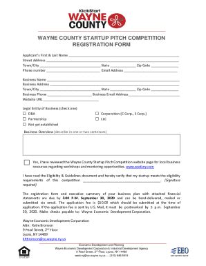 Fillable Online Web Co Wayne Ny Wayne County Startup Pitch Competition