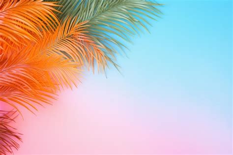 Premium Photo Trendy Color Tropical Palm Tree Summer Gradient Background